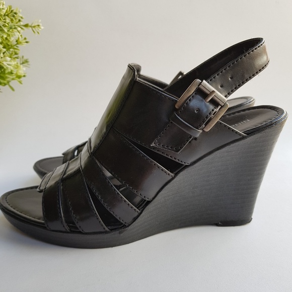Nine West Wedge Black Sandals - Picture 2 of 5